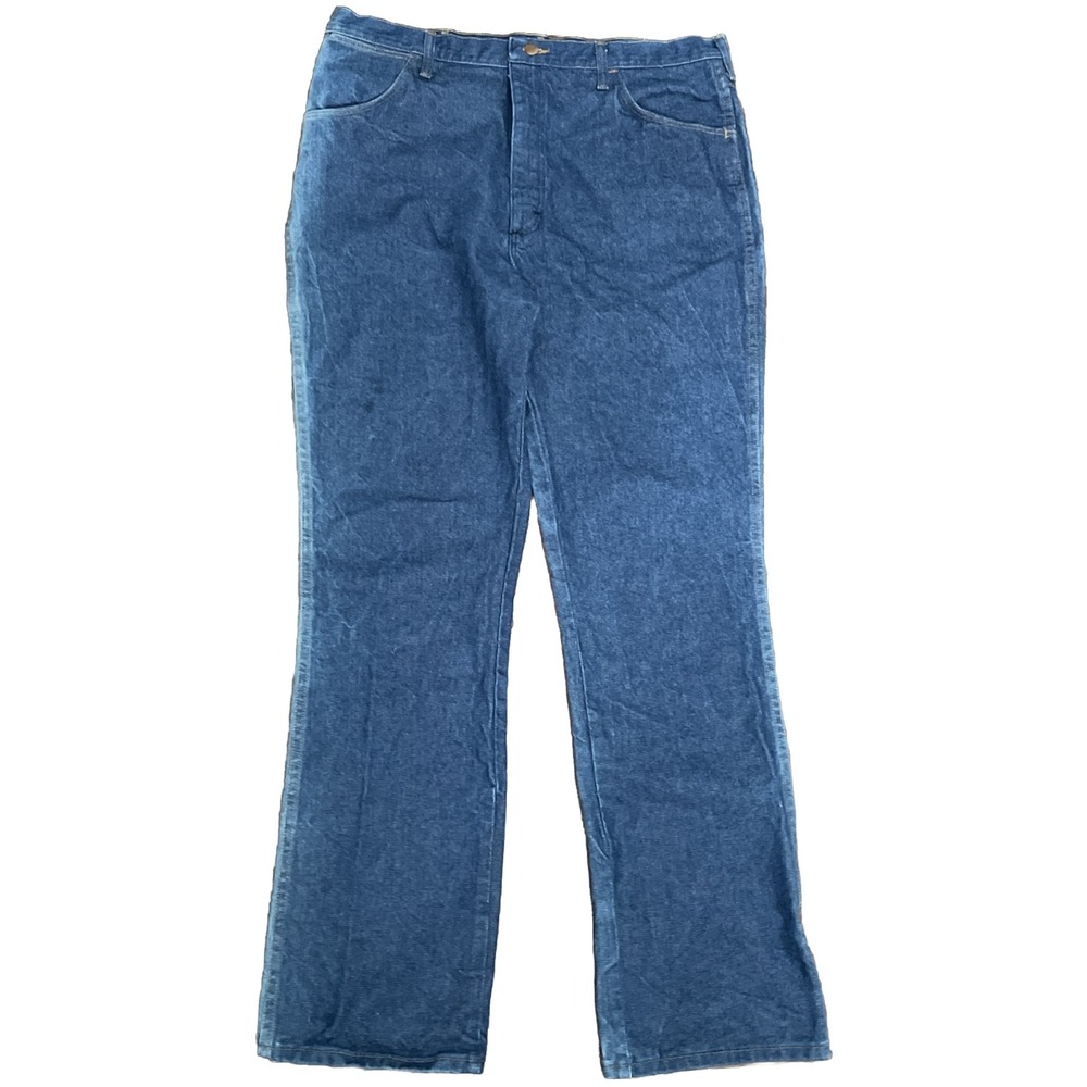 VTG Wrangler 945NAY Dark Wash Original Blue Straight Leg Jeans 40x34 Made In USA